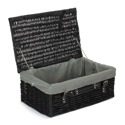 18 Inch Black Willow Hamper with Grey Sage Lining