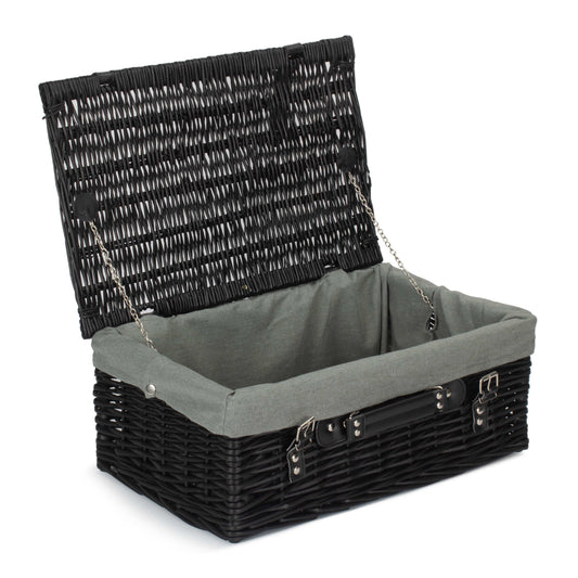 18 Inch Black Willow Hamper with Grey Sage Lining