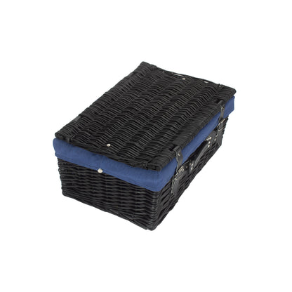18 Inch Black Willow Hamper with Navy Blue Lining
