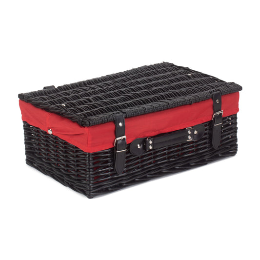 18 Inch Black Willow Hamper with Red Lining