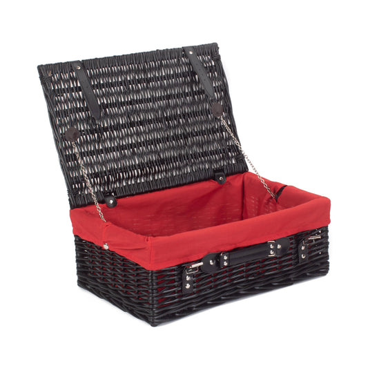 18 Inch Black Willow Hamper with Red Lining