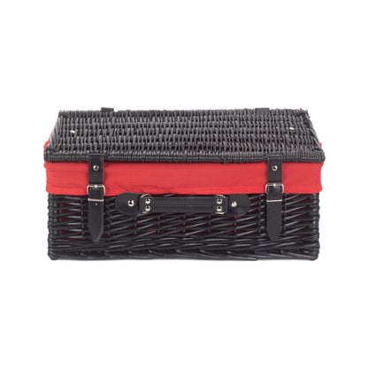 18 Inch Black Willow Hamper with Red Lining