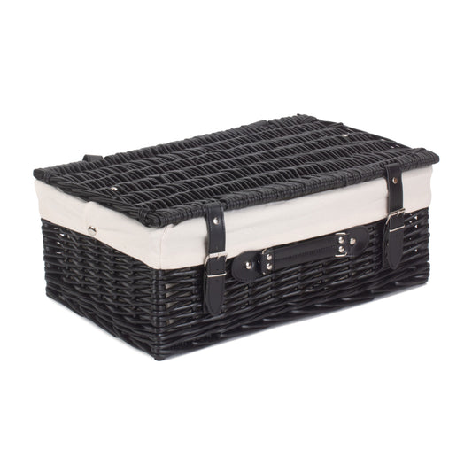 18 Inch Black Willow Hamper with White Lining