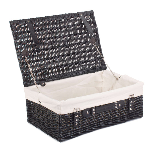18 Inch Black Willow Hamper with White Lining