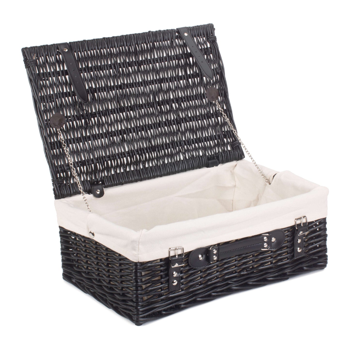 18 Inch Black Hamper With White Lining