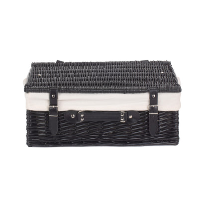 18 Inch Black Willow Hamper with White Lining