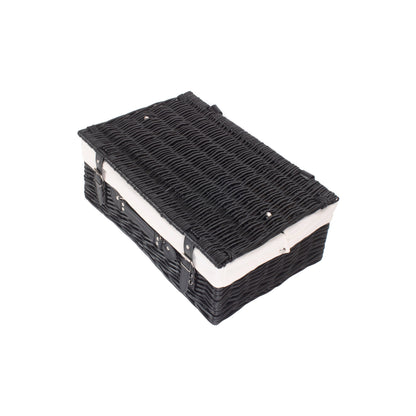 18 Inch Black Willow Hamper with White Lining
