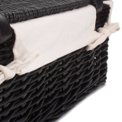 18 Inch Black Willow Hamper with White Lining