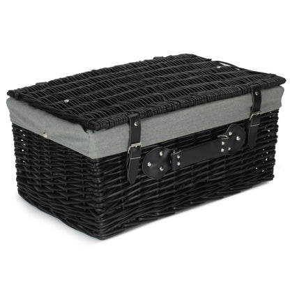 20 Inch Black Willow Hamper with Grey Sage Lining