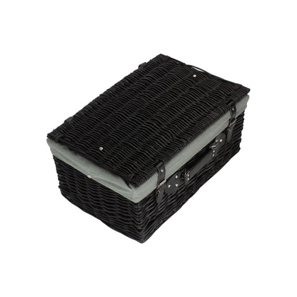 20 Inch Black Willow Hamper with Grey Sage Lining