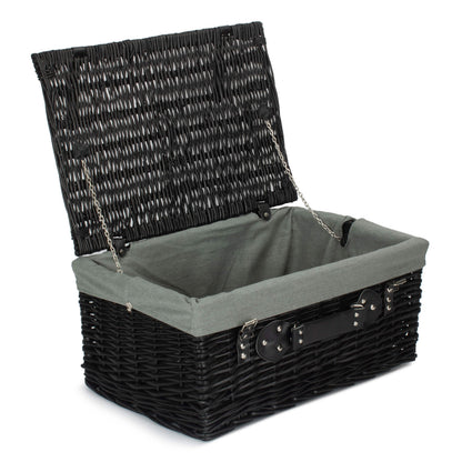20 Inch Black Willow Hamper with Grey Sage Lining