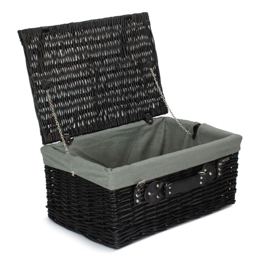 20 Inch Black Willow Hamper with Grey Sage Lining