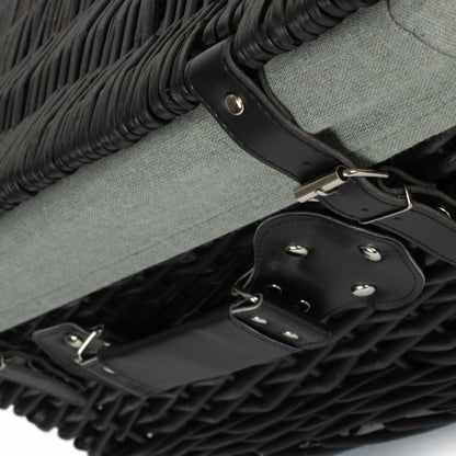 20 Inch Black Willow Hamper with Grey Sage Lining