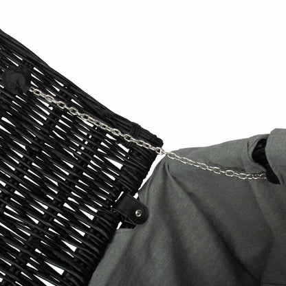 20 Inch Black Willow Hamper with Grey Sage Lining