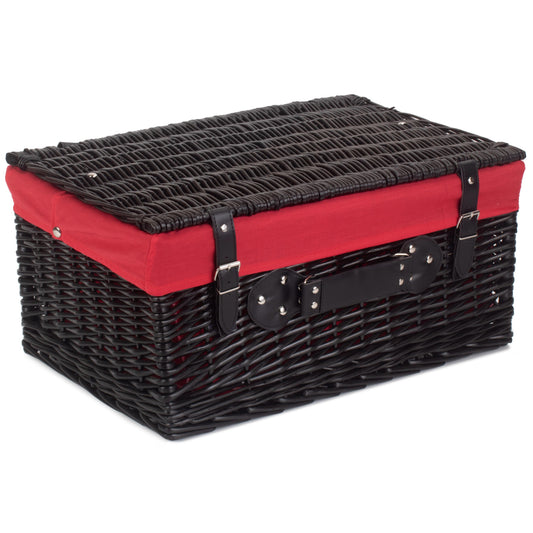 20 Inch Black Willow Hamper with Red Lining