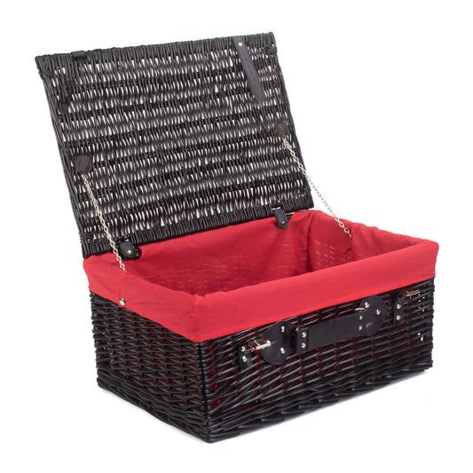 20 Inch Black Willow Hamper with Red Lining