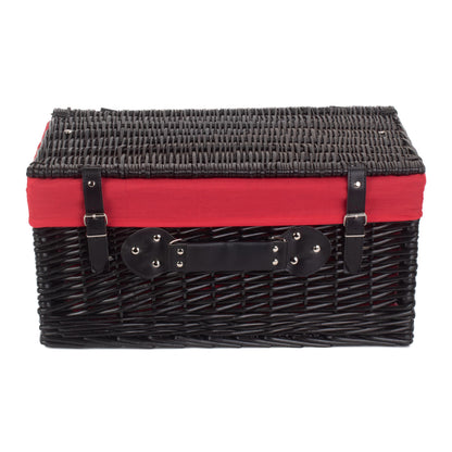20 Inch Black Willow Hamper with Red Lining