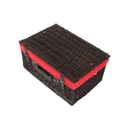 20 Inch Black Willow Hamper with Red Lining