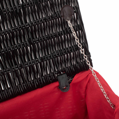 20 Inch Black Willow Hamper with Red Lining