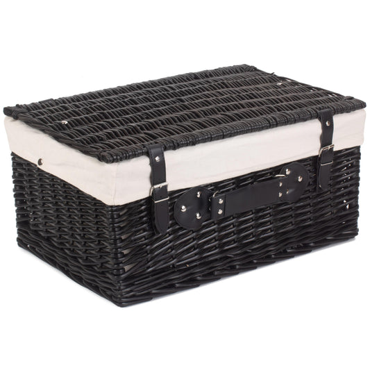 20 Inch Black Willow Hamper with White Lining