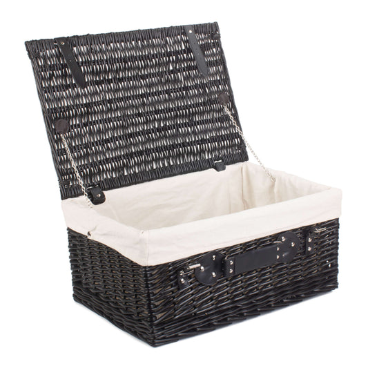 20 Inch Black Willow Hamper with White Lining