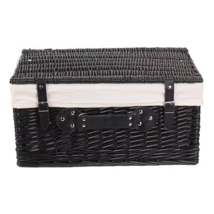20 Inch Black Willow Hamper with White Lining