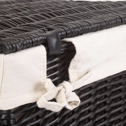 20 Inch Black Willow Hamper with White Lining