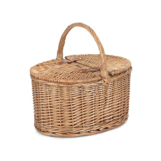 Light Steamed Willow Oval Lidded Picnic Hamper Basket