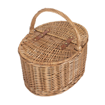Light Steamed Willow Oval Lidded Picnic Hamper Basket