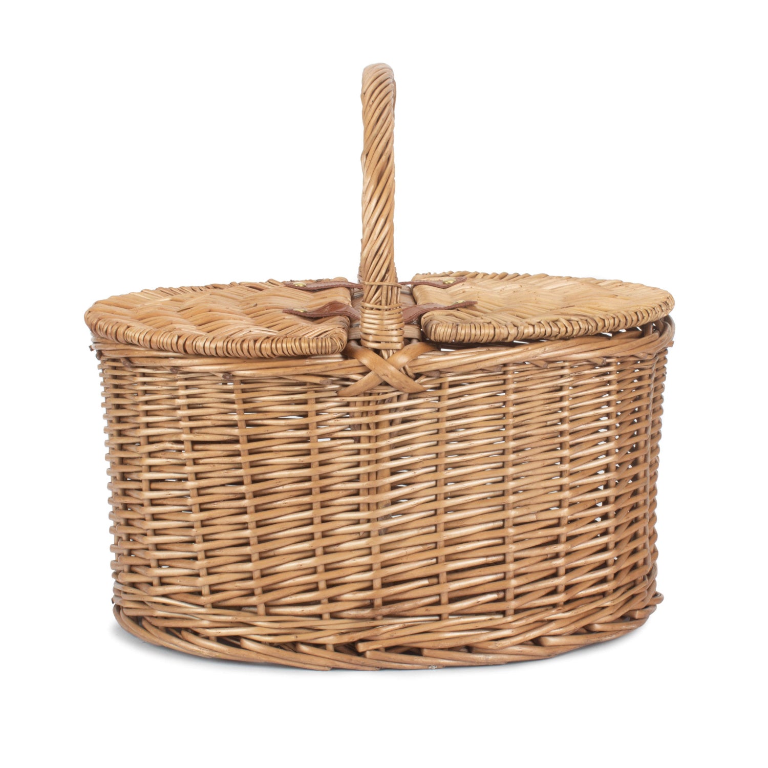 Light Steamed Willow Oval Lidded Picnic Hamper Basket