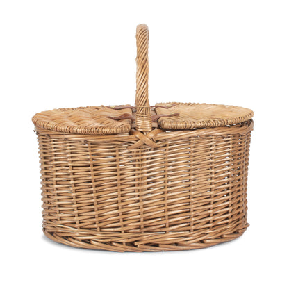 Light Steamed Willow Oval Lidded Picnic Hamper Basket