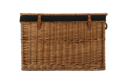 29 Inch Light Steamed Willow Storage Hamper with Black Lining
