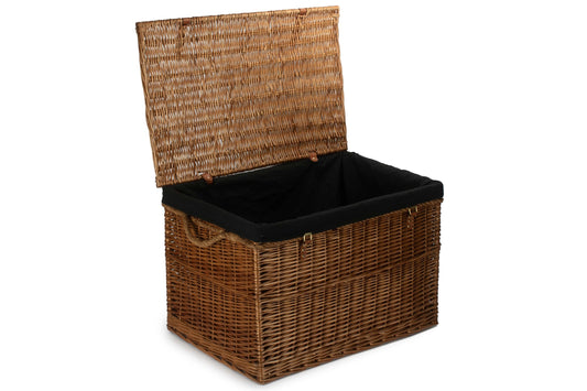 29 Inch Light Steamed Willow Storage Hamper with Black Lining