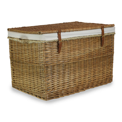 29 Inch Light Steamed Willow Storage Hamper with White Lining