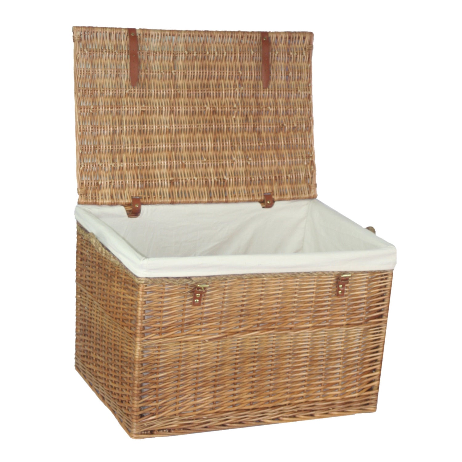 29 Inch Light Steamed Willow Storage Hamper with White Lining