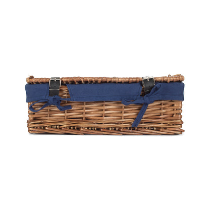 15 Inch Split Willow Hamper with Navy Blue Lining