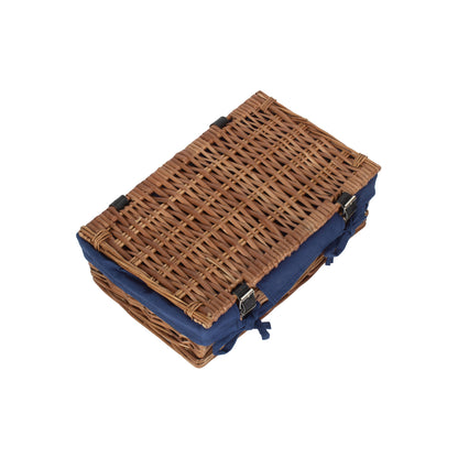 15 Inch Split Willow Hamper with Navy Blue Lining