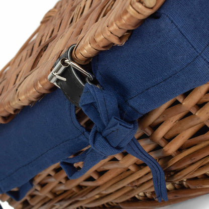 15 Inch Split Willow Hamper with Navy Blue Lining