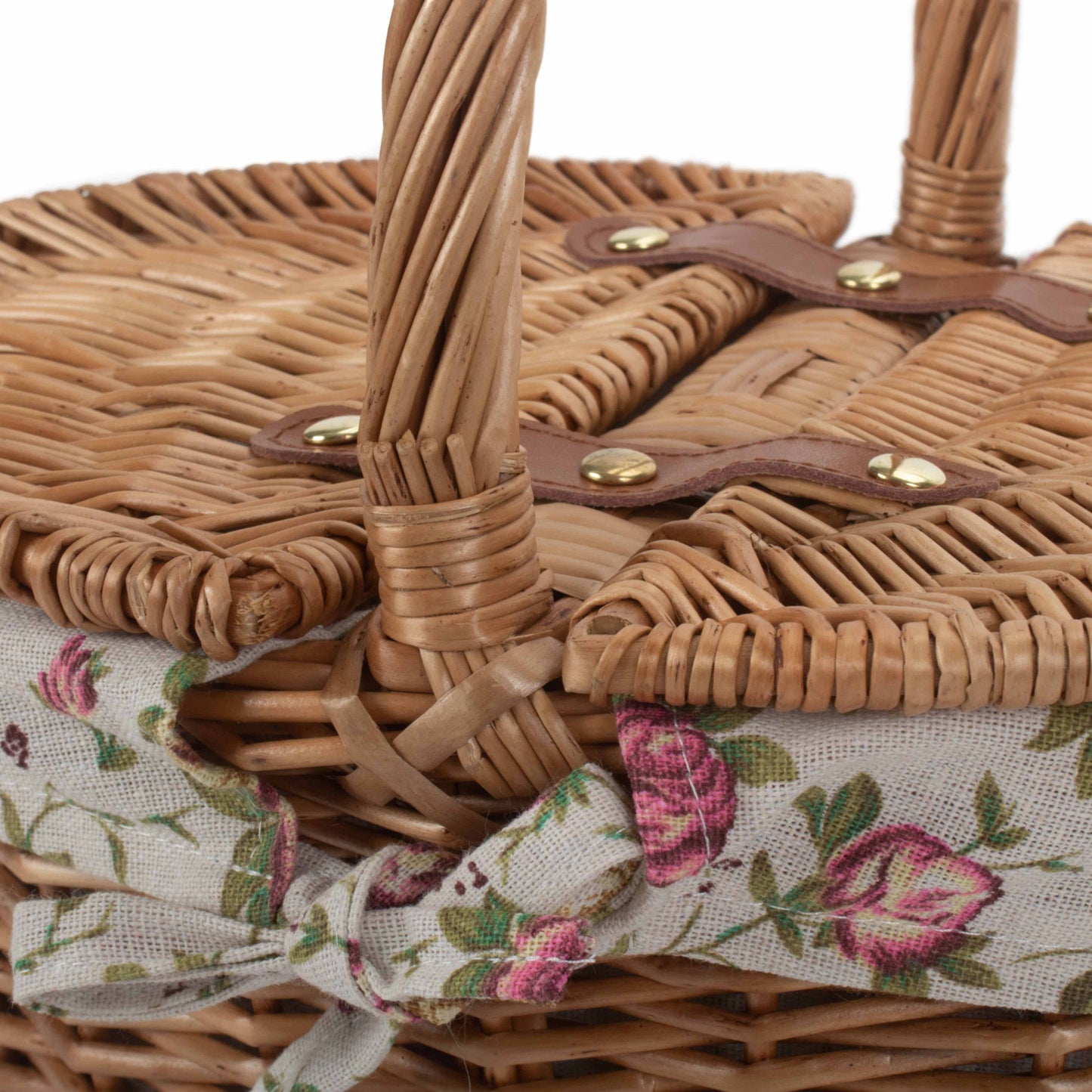 Child's Light Steamed Finish Oval Picnic Basket With Garden Rose Lining