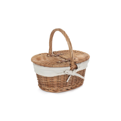 Child's Light Steamed Finish Willow Oval Picnic Basket with White Lining