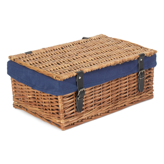 18 Inch Split Willow Hamper with Navy Blue Lining