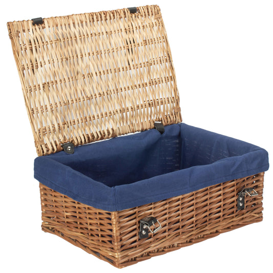18 Inch Split Willow Hamper with Navy Blue Lining