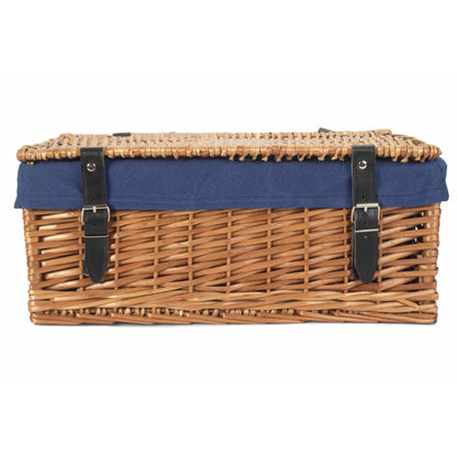 18 Inch Split Willow Hamper with Navy Blue Lining