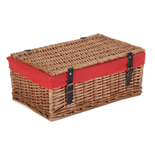 18 Inch Split Willow Hamper with Red Lining