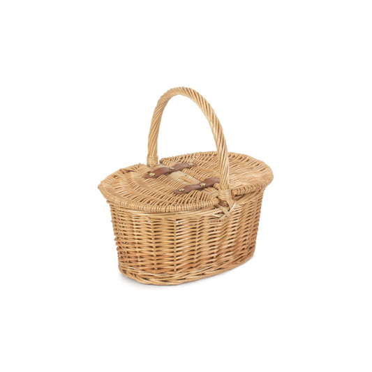 Child's Oval Willow Lidded Picnic Hamper Basket