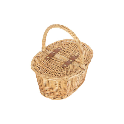 Child's Oval Willow Lidded Picnic Hamper Basket