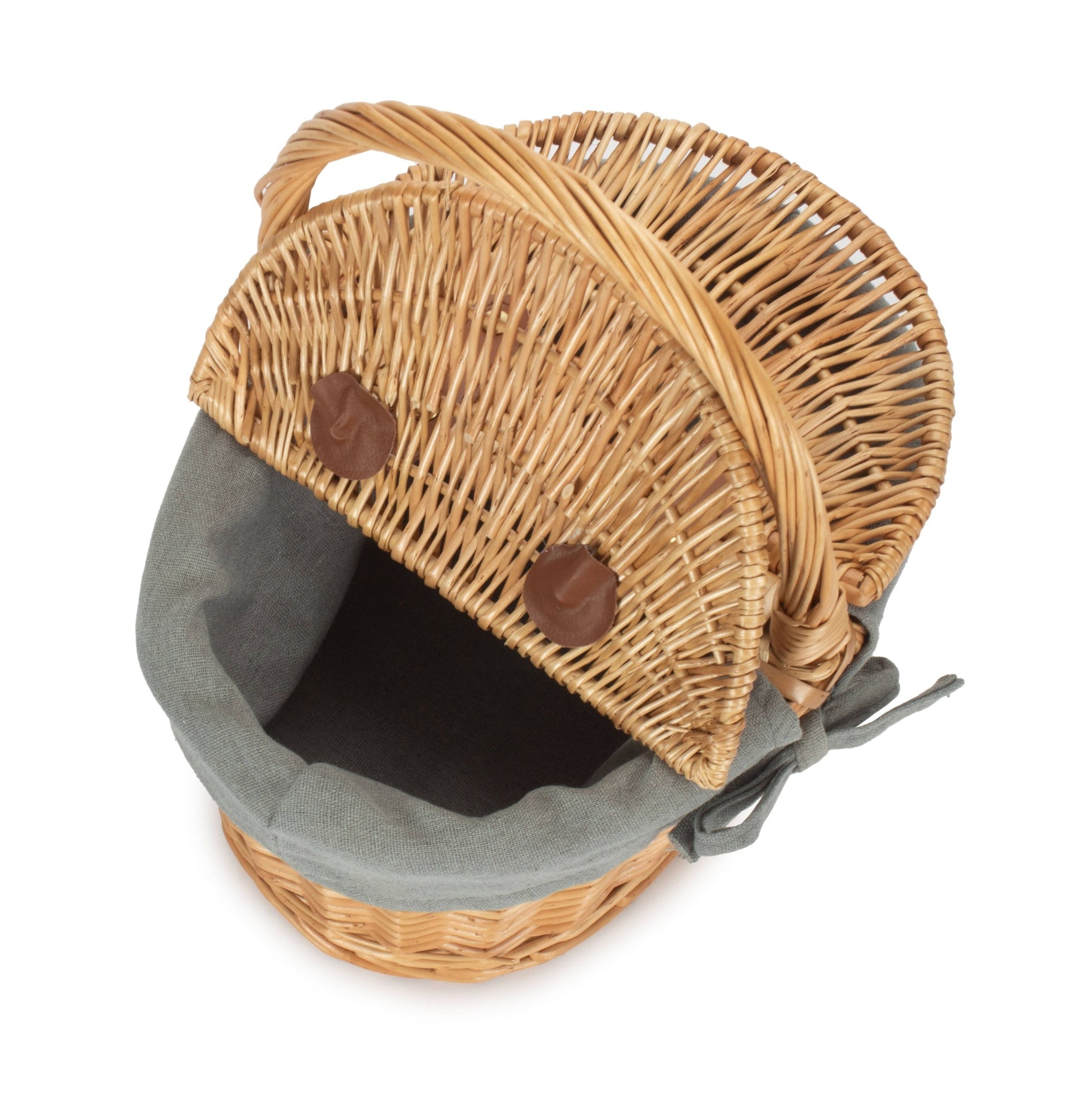 Child's Oval Willow Lidded Hamper with Grey Sage Lining