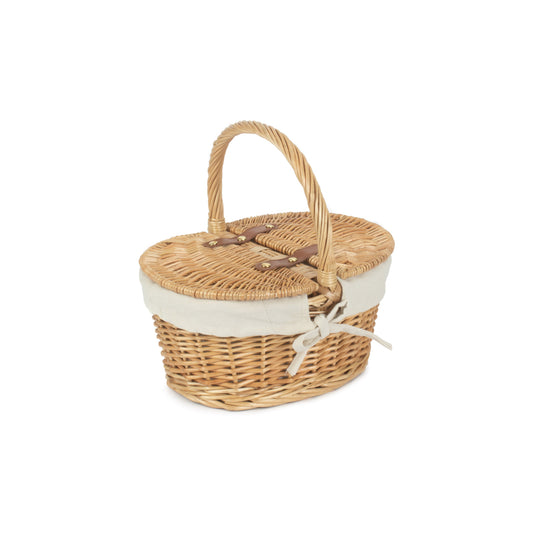 Child's Oval Willow Lidded Hamper with White Lining