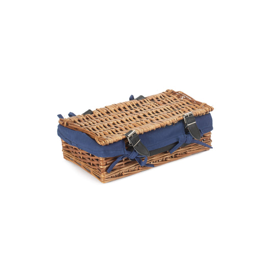 14 Inch Split Willow Hamper with Navy Blue Lining