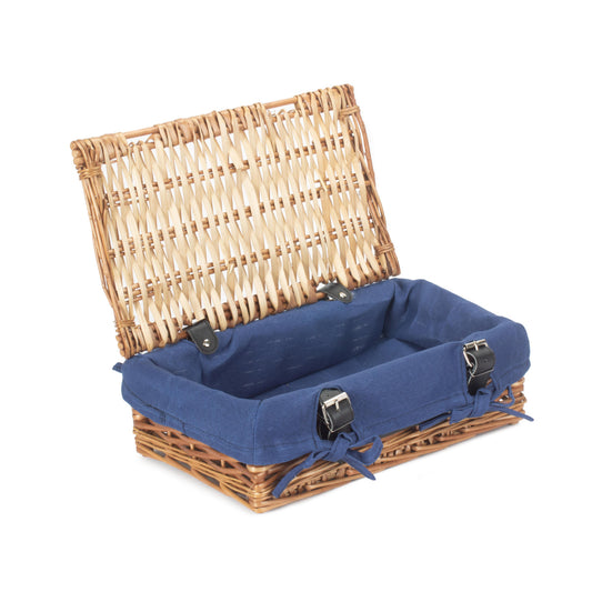 14 Inch Split Willow Hamper with Navy Blue Lining